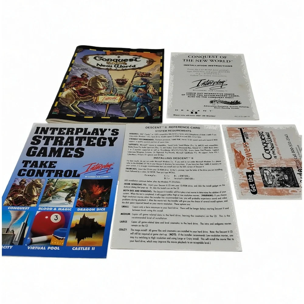 Vintage 1996 Interplay Conquest of the New World PC Big Box Strategy Game CD